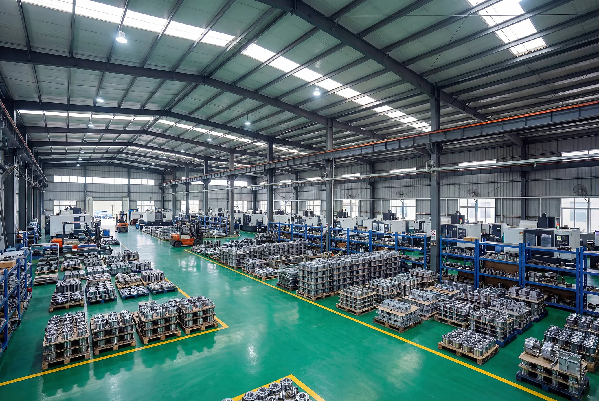 Modern logistics warehouse with advanced automation